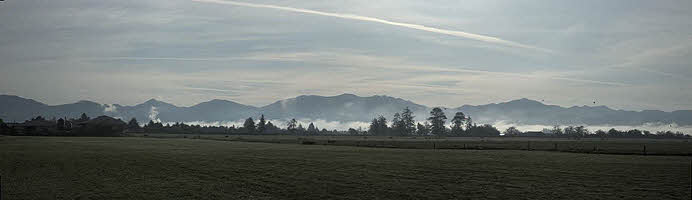 mountain range fog panorama